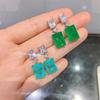 Shining Crystal Square Dangle Earrings High Quality Statement Design Elegant Temperament Brand Jewelry Fashion Earings