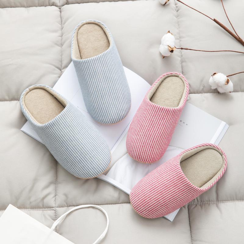 U-Tone Japanische Geräuschlose Baumwollpantoffeln mit Weicher Sohle für Damen und Herren