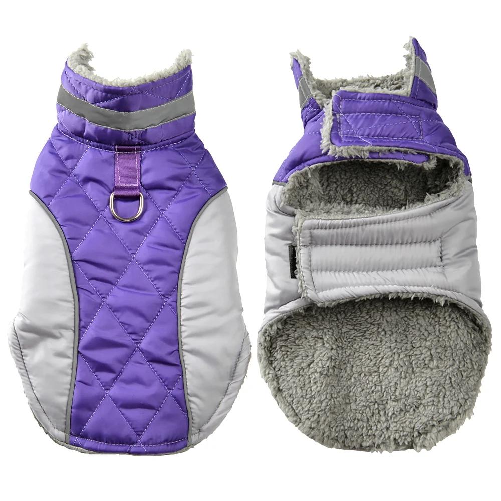 Fleece Warm Dog Clothes With D-ring Thicken Reflective Pets Vest Coat For Winter Waterproof Plaid Pet Jacket Small Large Dogs