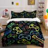 Neon Game Controller Pattern Print Bedding Set 1 Duvet Cover 2 Pillowcases for Adult and Children Luxury Gift Full Size