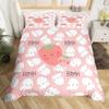 Strawberry Duvet Cover SetRed Strawberry Bedding Set for Girls Cute Black White Geometric Plaid Grid Comforter Cover Full Size