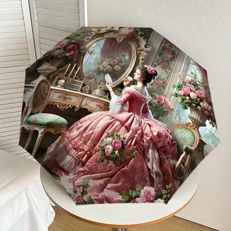 1 Stück Blumenmuster Schirm - 8 Speichen verstärkt, Automatisches Öffnen, Leicht & Langlebig, Niedliches Modeaccessoire für Draußen, Strand oder Freizeit, Strand U