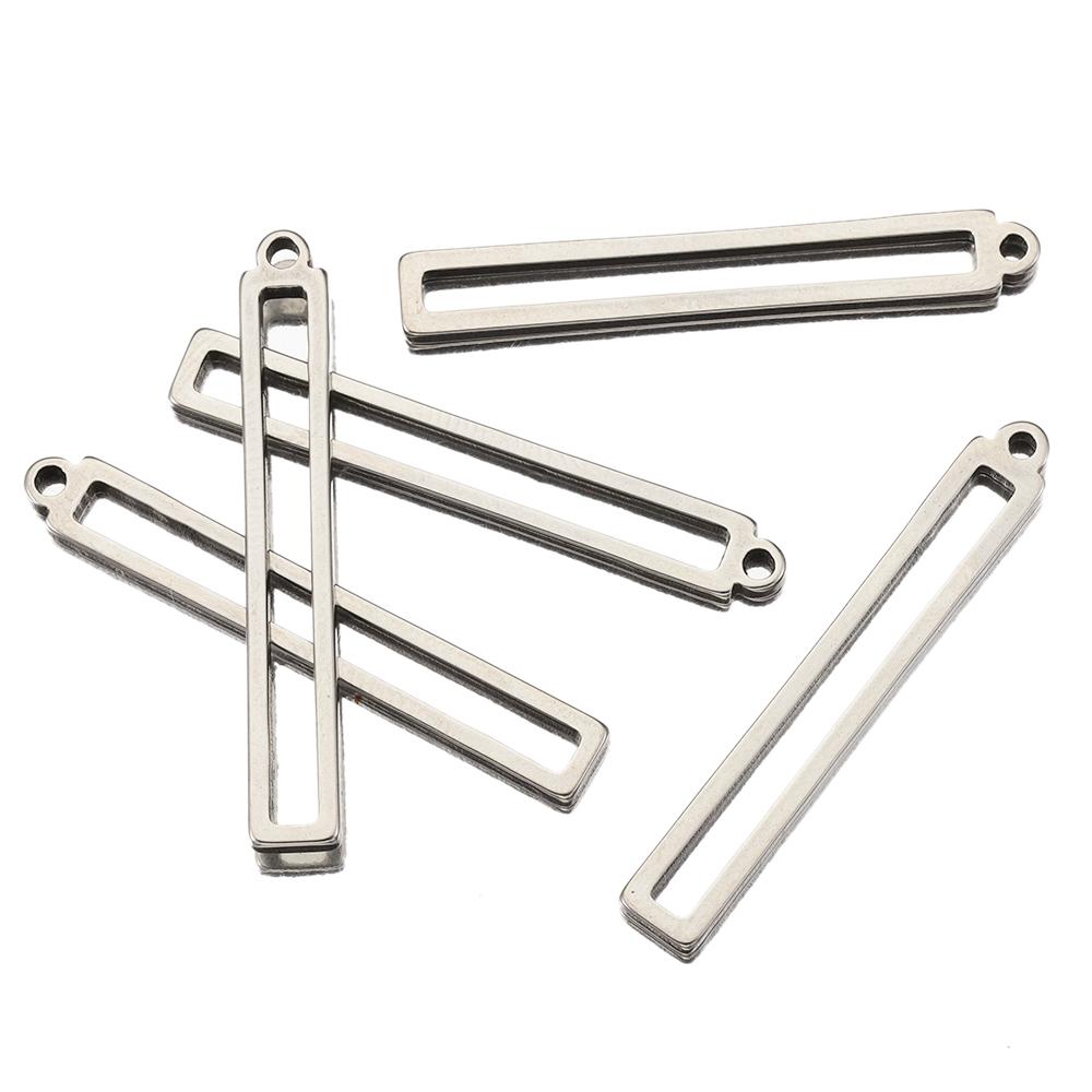 No Fade 10pcs 32mm Stainless Steel Hollow Rectangle Frame Charms Pendants for Earrings Necklace DIY Jewelry Making Wholesale