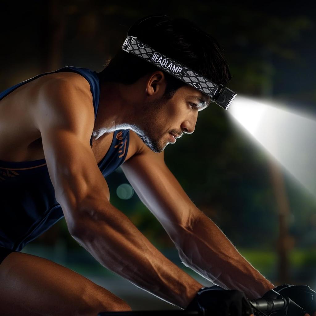 VECELO Rechargeable LED Aluminum Alloy 300 Lumens 80 Minutes Full IPX4 Power Outage Outdoor Use Headlamp, Design, Lightweight, Type-C Charging,