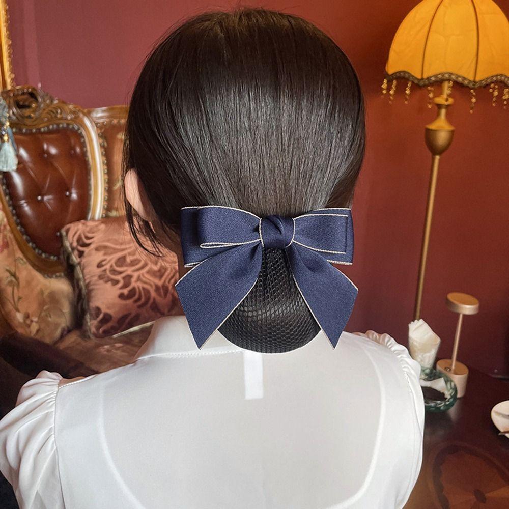 Clip For Female Hotel For Girls Hairgrips Cover Net Korean Bun Snood Bow Spring Clip Ponytail Clip