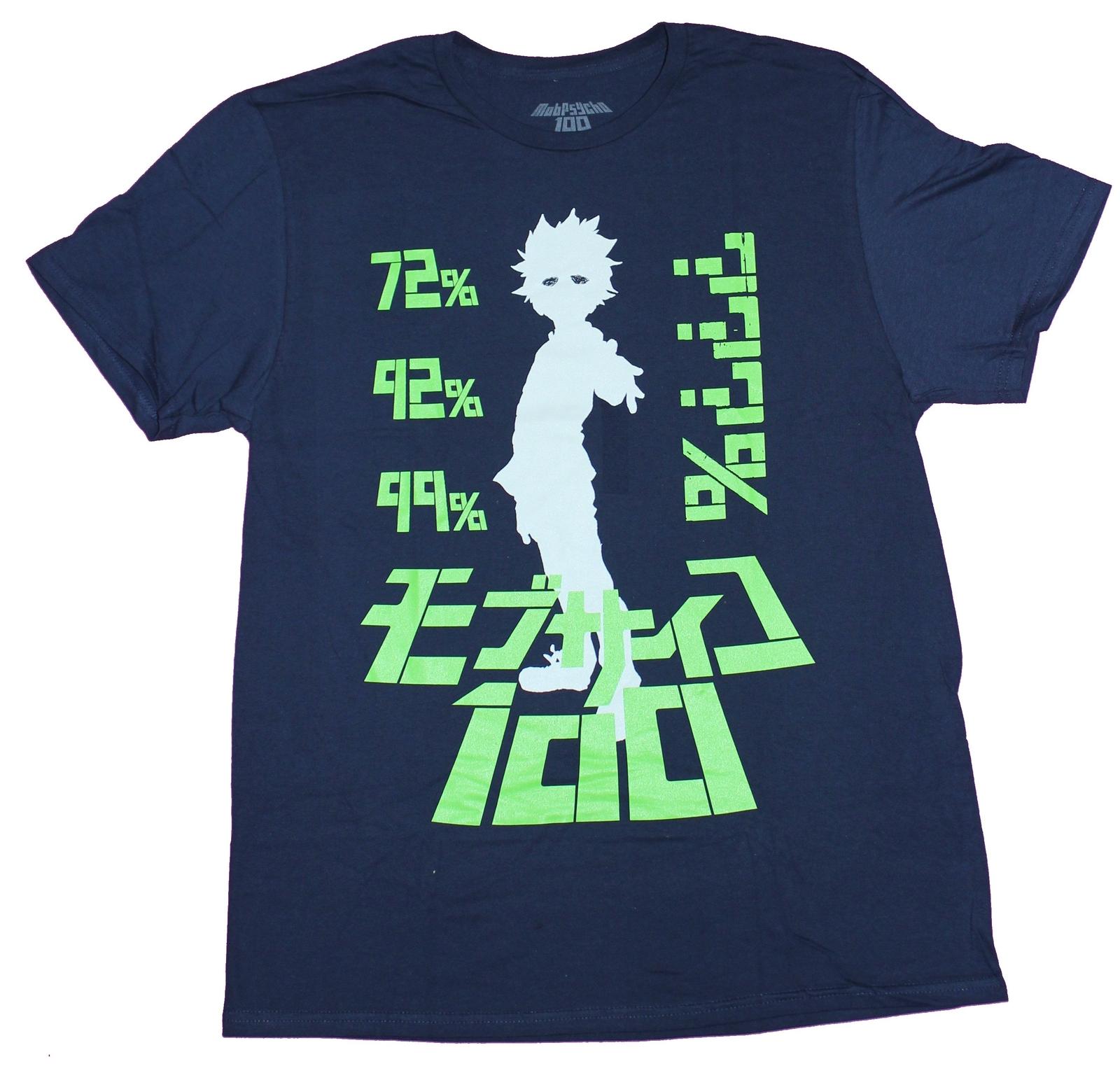 Mob Psycho Adult New T-Shirt - White Mob Pic Surrounded By Percentages M
