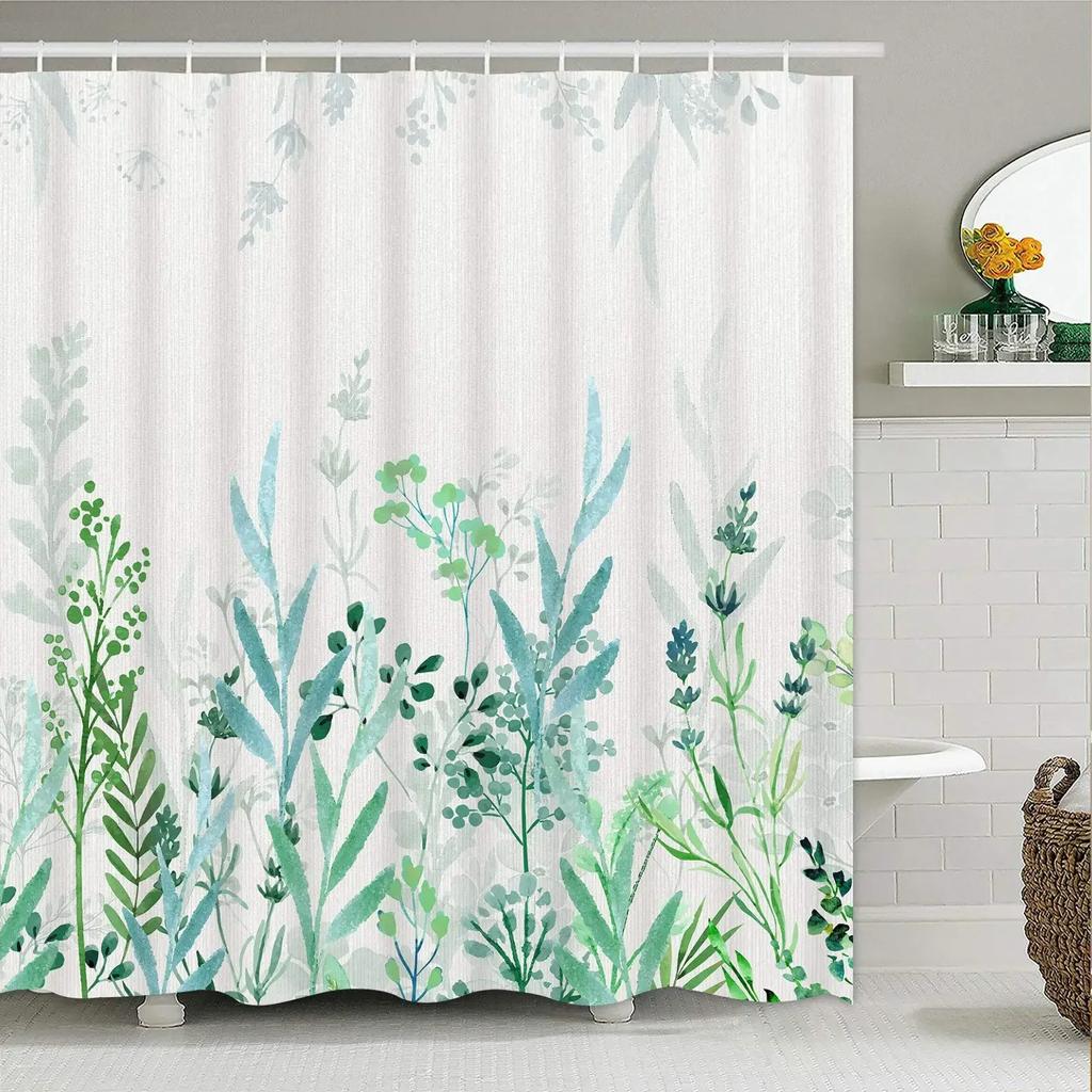 Waterproof Bath Shower Curtain Stained Glass Meadow Flower Dragonfly Polyester Fabric Bathtub Curtain Home El Bathroom Bath Shower Curtain