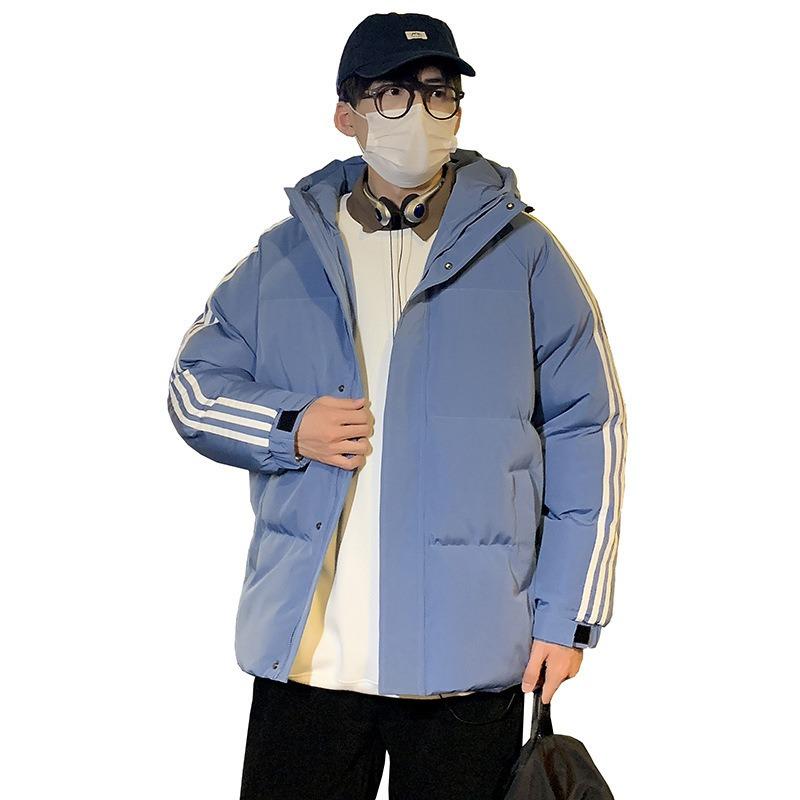 Winter New Hooded Three Bars Loose Cotton-padded Clothes Trendy Short Winter Cotton-padded Jackets Men's Versatile Jackets
