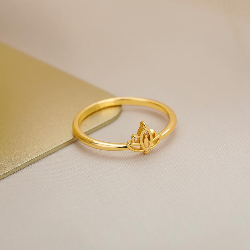 Inel Lotus Vintage la Modă pentru Femei Inel din Oțel Inoxidabil Elegant Auriu Logodnă Verighetă Bijuterii Bague Femme