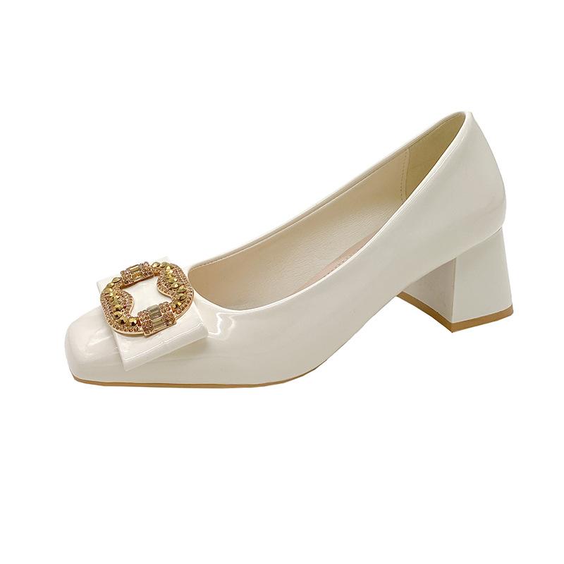 Fashion 3cm Heels Comfortable High-Heeled Shoes Roman Style Shallow Mouth Square Toe Sandals Ladies 2025 Mary Jane 5cm Casual Crystal Re