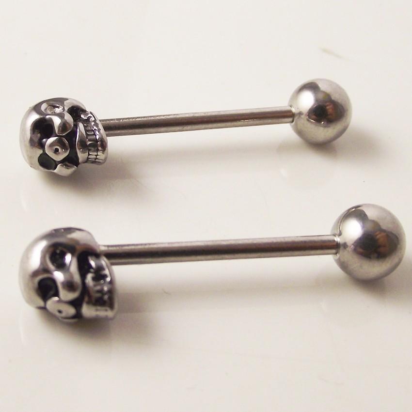 Set mit 10 14G Edelstahl Körperschmuck Punk Style Totenkopf und Brustwarzenringe für Hochzeiten und Geschenke