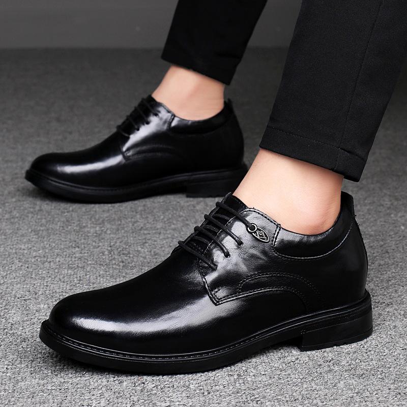 Men's Spring & Autumn Leather Shoes - 6cm Height Boost, Thick Sole, Formal/Casual Versatile Footwear