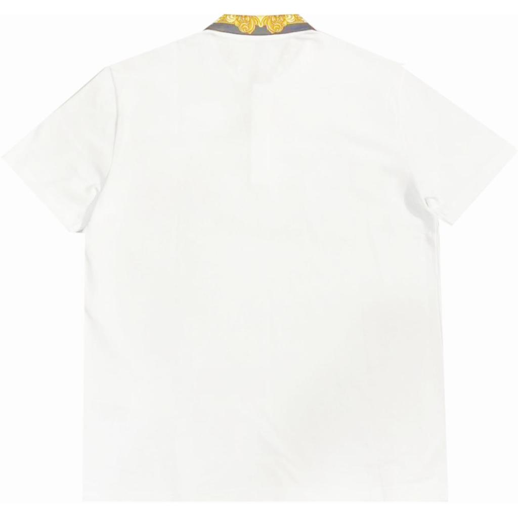 Versace Ss24 Logo Trim Pullover Short Sleeve Polo Shirt Men Polo Shirts White 1012260-1A08837-2W110