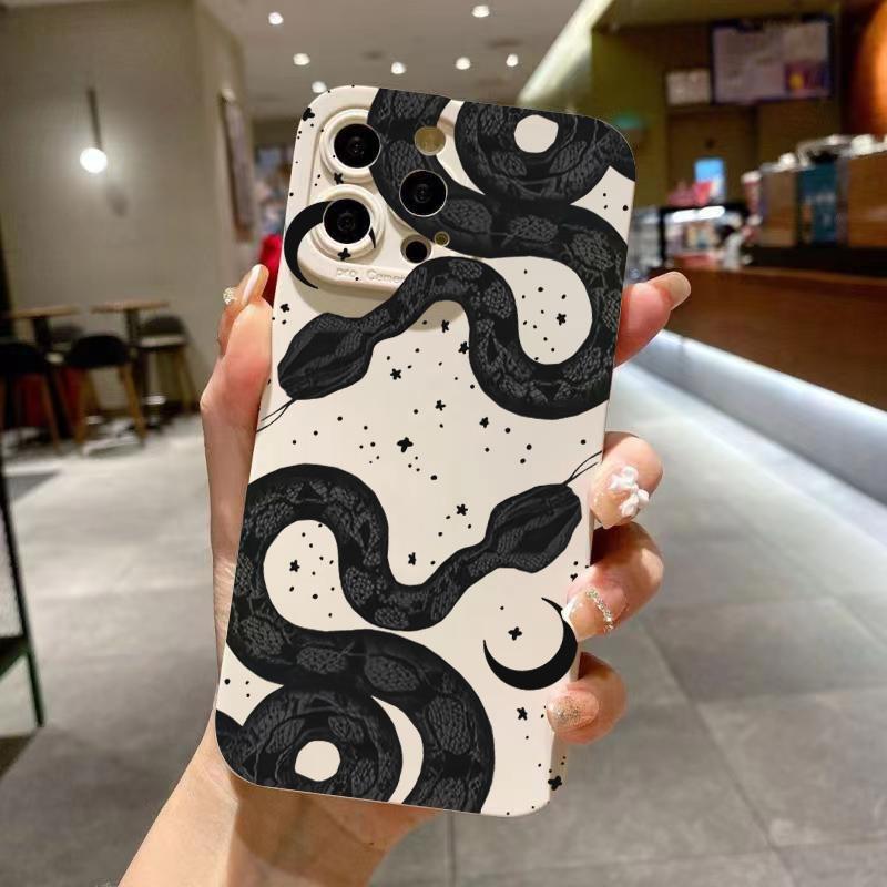 Cute Doodle Funny Snake Phone Case for iPhone 17 16E 11 12 13 14 15 16 17 Air Pro Max XS XR X 8 7 Plus SE2 Plus Matte Soft Cover