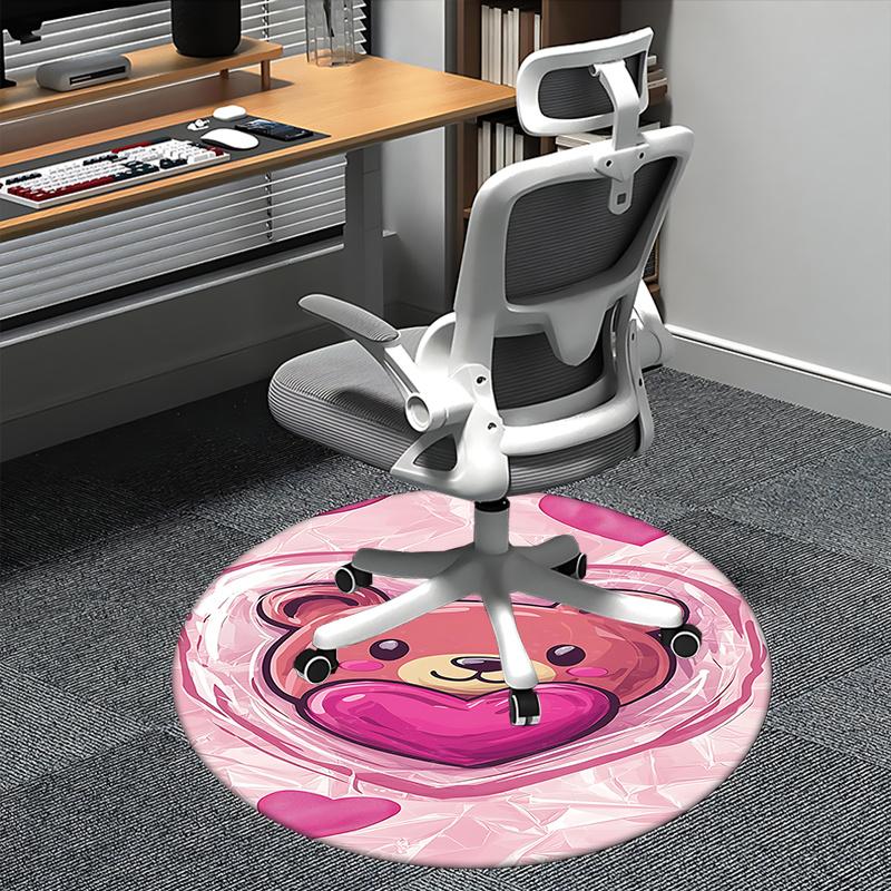 

Pink Teddy Bear Office Carpet Chair Mats, Cute Heart Design, Non-Slip Rug for Home Decor, Office Desk Mat, Gift Idea for Kids & Adults, Suitable for 80cm by 80cm