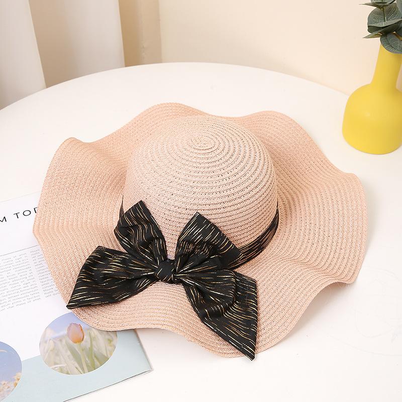

Летняя шляпа от солнца для женщин - широкие поля с бантом, дышащая соломенная пляжная кепка, защита от ультрафиолета, модный аксессуар для путешествий one size