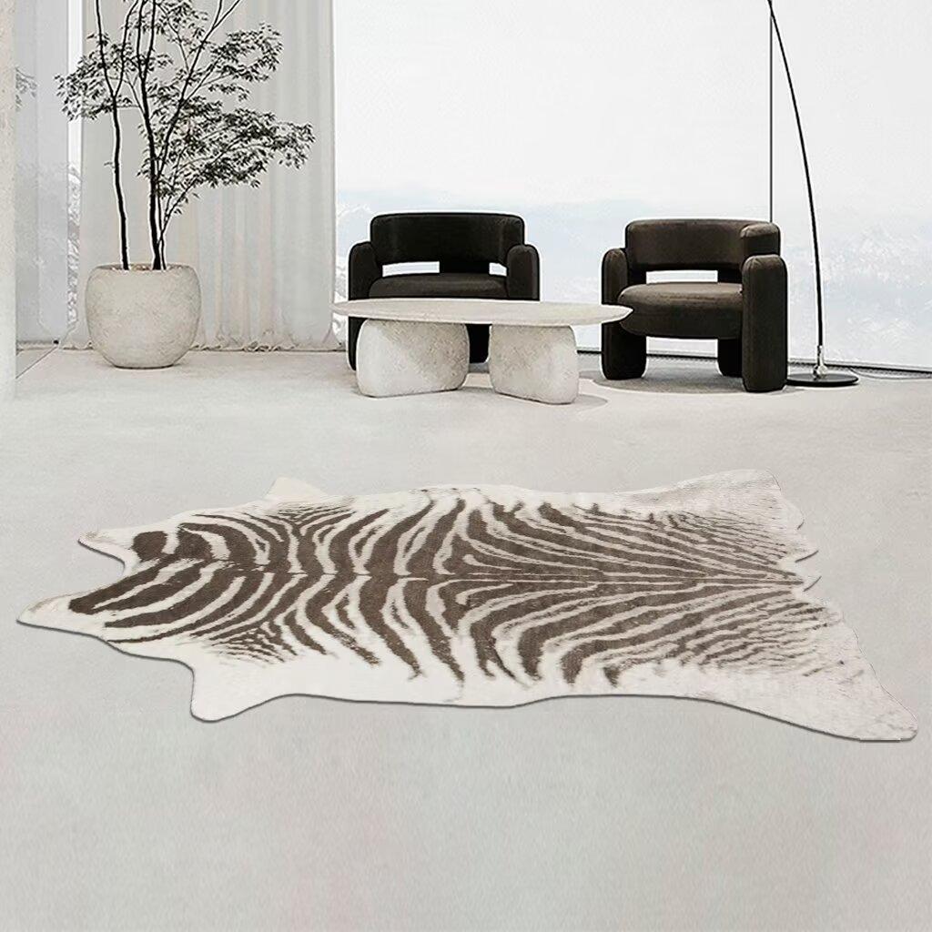 Plush Animal Printed Carpet Rugs for Home Living Room Vivid Leopard Skin Printed Anti Slip Bedroom Bedside Floor Mats Area Rugs