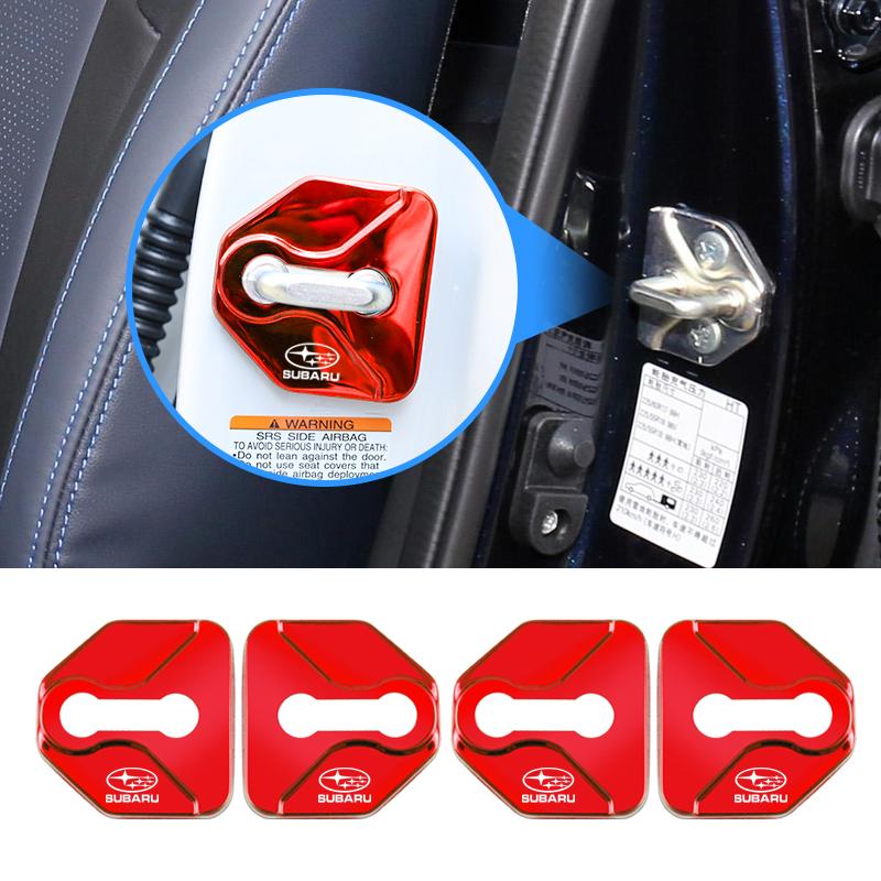4Pcs Stainless Steel Car Logo Door Lock Protection Cover For Subaru Crosstrek Forester Outback Impreza BRZ WRX Ascent REX Levorg