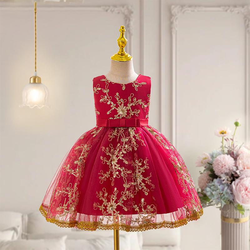 

Платье для девочек, праздничное сетчатое платье принцессы, платье принцессы с бантом для девочек 80cm красный