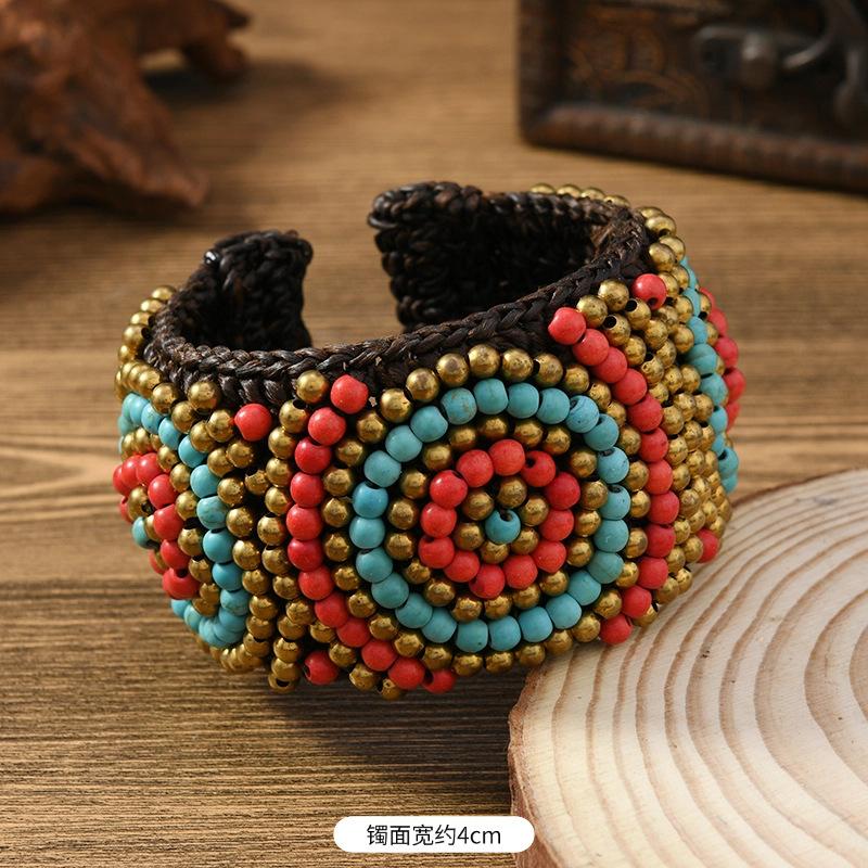 Heavy industry woven natural stone bracelet Bohemian retro exotic female personality Tibetan bracelet accessories