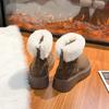 Comfort Chunky Platform Furry Snow Boots Women 2025 Winter Fluffy Fur Thick Bottom Suede Ankle Boots Warm Plush Casual Shoes
