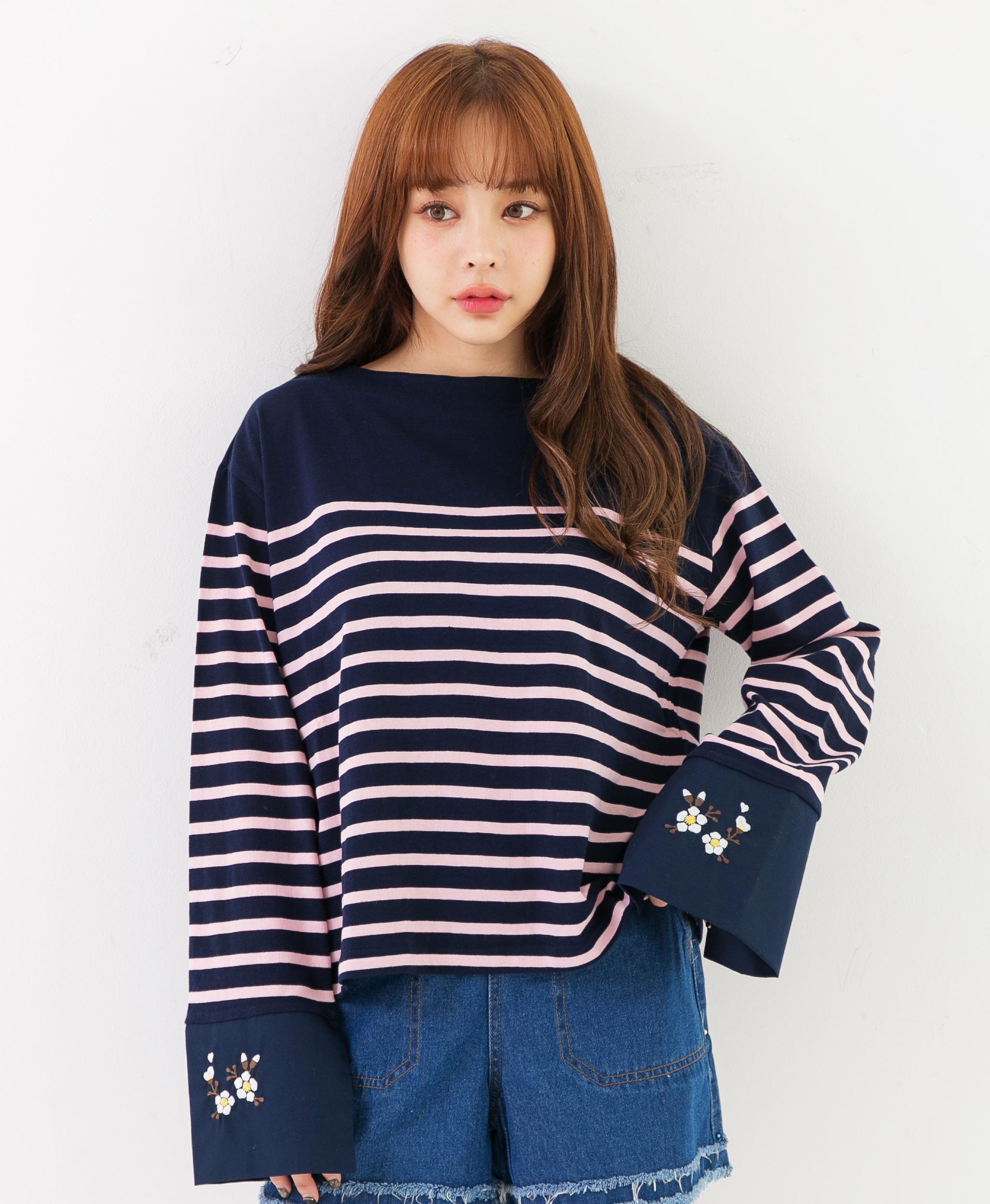 Something Acoustic Cherry Blossom Embroidery T-Shirt Other Colors/Free