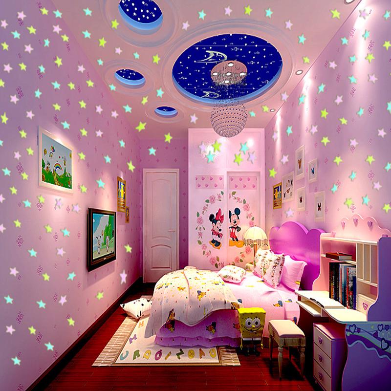 100pcs 3D Stars Glow In The Dark Luminous Fluorescent Wall Stickers Room Decor 100pcs 3D Stars Glow In The Dark Luminous Fluorescent Wall Stickers Room Decor