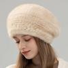 Autumn and Winter New Mink Hair Beret Female Korean Version Fashion Foreign Style Warm Ear Protection Versatile Fur Woven Painter Hat