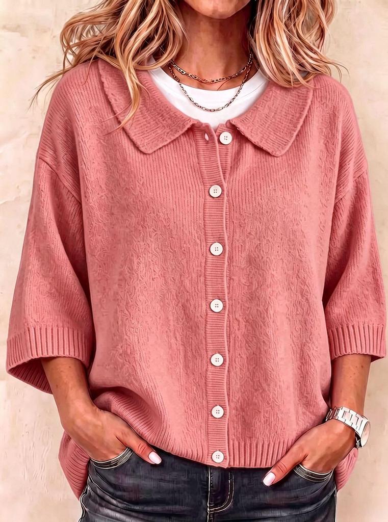 2026 Autumn/Winter Solid Color Knit Cardigan: Slimming, Soft, and Breathable Mid-Sleeve Sweater