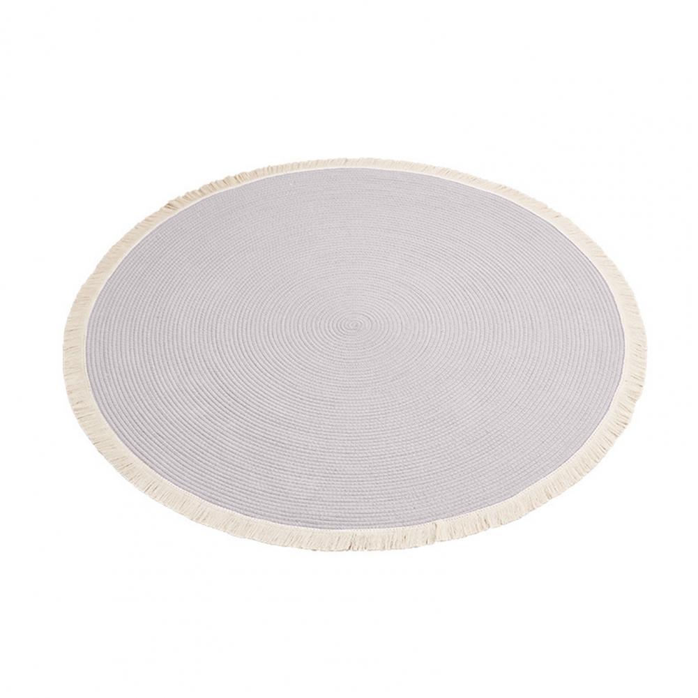 Braided Round Area Rug Vintage Cotton Rope Floor Mat with Fringe Washable Rustic Tassel Carpet for Living Room Bedroom