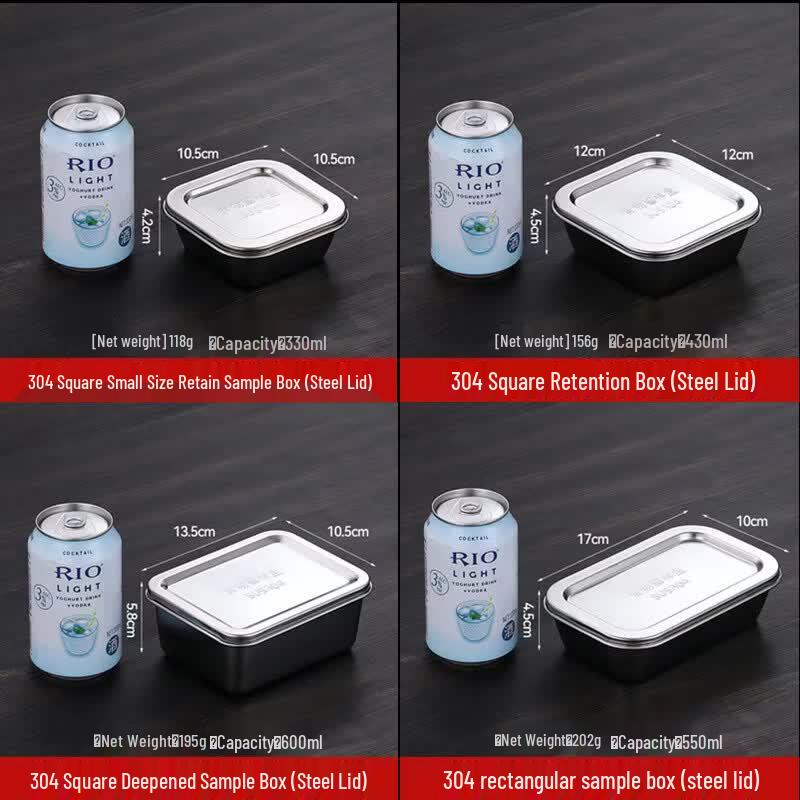 Puchen Stainless Steel Food Sample Box 304 Food Grade with Lid