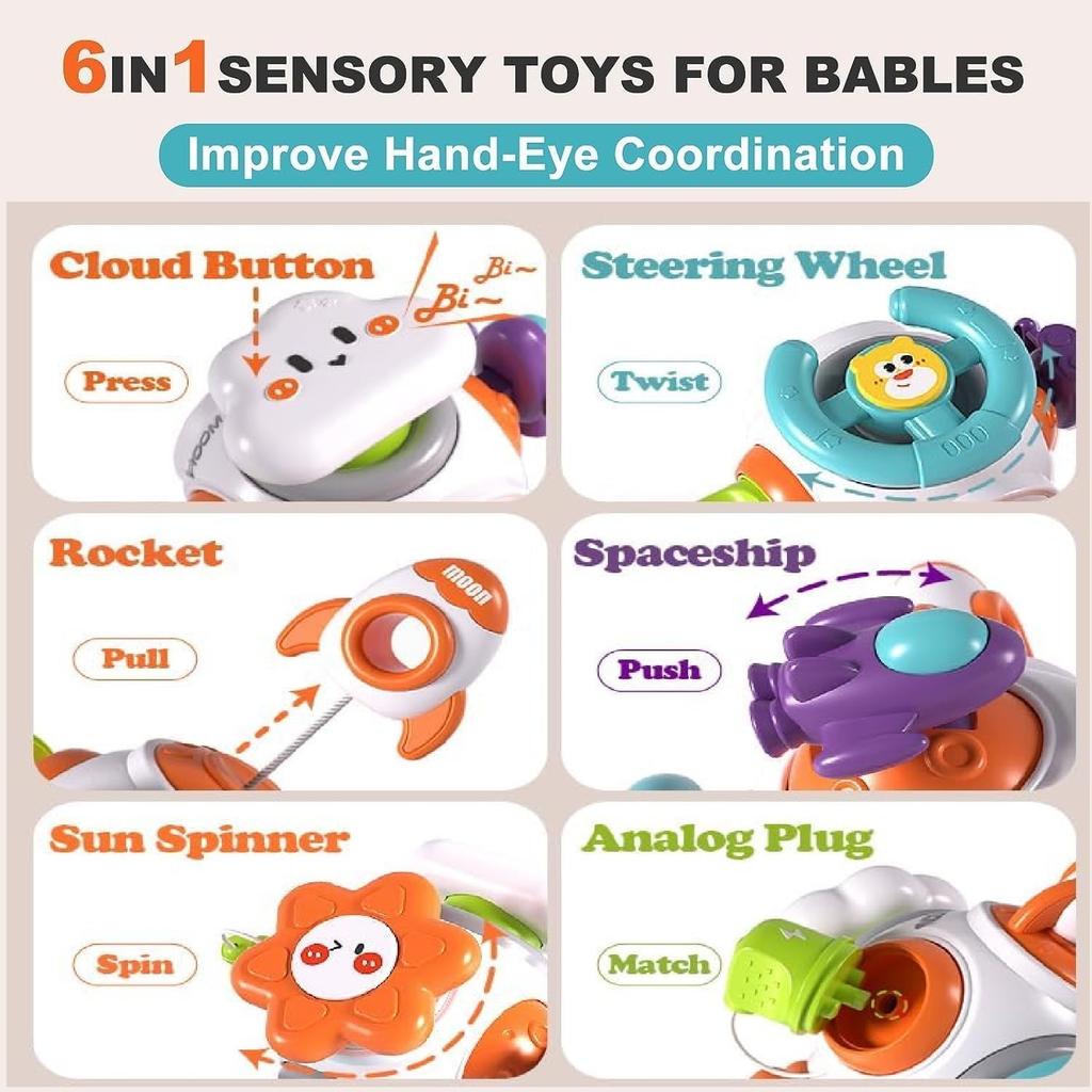 Montessori Toys 6 In 1 Baby Sensory Toys For Kids Educational Learning Shape Sorter Activity Stacking Toys