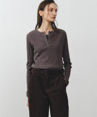 T-shirt a manica lunga con scollo Henley NOIRER da donna (Grigio scuro)