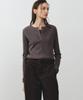 NOIRER FOR WOMAN Henley Neck Long Sleeve T-Shirt (Dark Gray)
