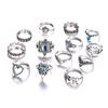 Bijoux Rétro Couronne Sculptée Ciel Étoilé Ensemble Combiné 13 Pièces Bague