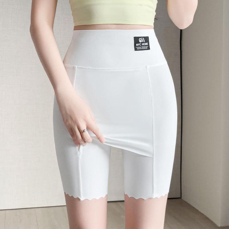 Nylon Ice Silk Women's Safety Pants: Seamless, Breathable Summer Base Layer with Crotch Gusset - Anti-Exposure, Tight-Fitting, Five-Point Cover-up.