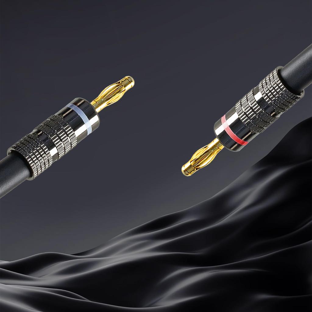 Meamaz Speaker Cable Banana Plug Banana Plug Cable Nylon Braided Silicone Jacket Speaker Cable for Home Theater Speakers Banana Plug Speaker Cable