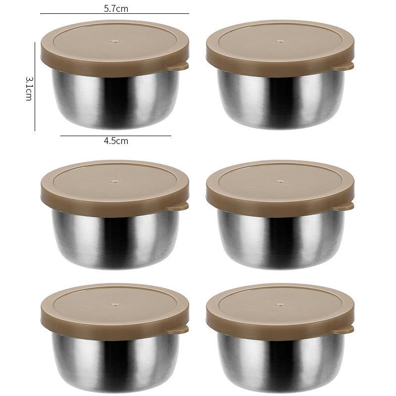 

6 Pack Mini Stainless Steel Dipping Sauce Bowls, Small Condiment Containers with Leakproof Silicone Lids, 2.24 inches дубильна кора
