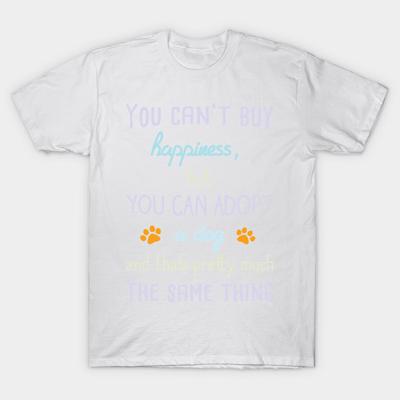 T-shirt Femme « On ne peut pas acheter le bonheur ». Adoptez un chien - T-shirt Kawaii imprimé Harajuku - Été - Manches courtes - Haut pour femme
