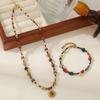 Maillard handmade old money wind tiger's eye stone beaded necklace high-end light luxury original design autumn and winter sweater chain