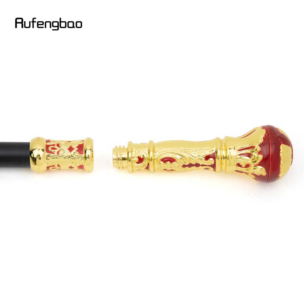 Golden Red Luxury Round Handle Fashion Stick for Party Decorative Walking Cane Elegant Crosier Knob Walking Stick 93cm