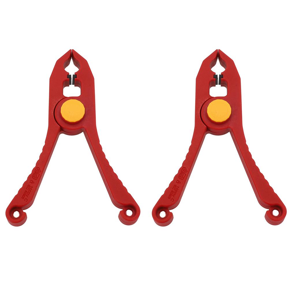 

Insulated Plastic Wire Clamp 5.9 Inch 1000V Anti Magnetic Safety Spring Clip With 33mm Opening For Electrical Work, Red, 2 Pack