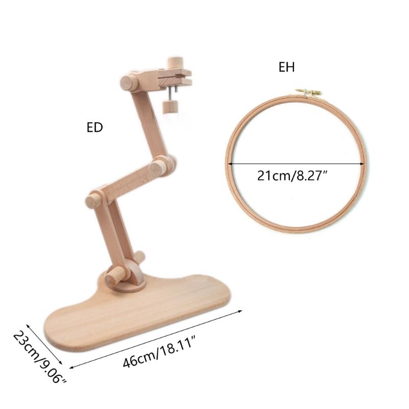 Wooden Embroidery Hoop 360Degree Rotated Adjustable Desktop Stand Cross Stitch Rack Frames Rings Adults Gifts Sewing