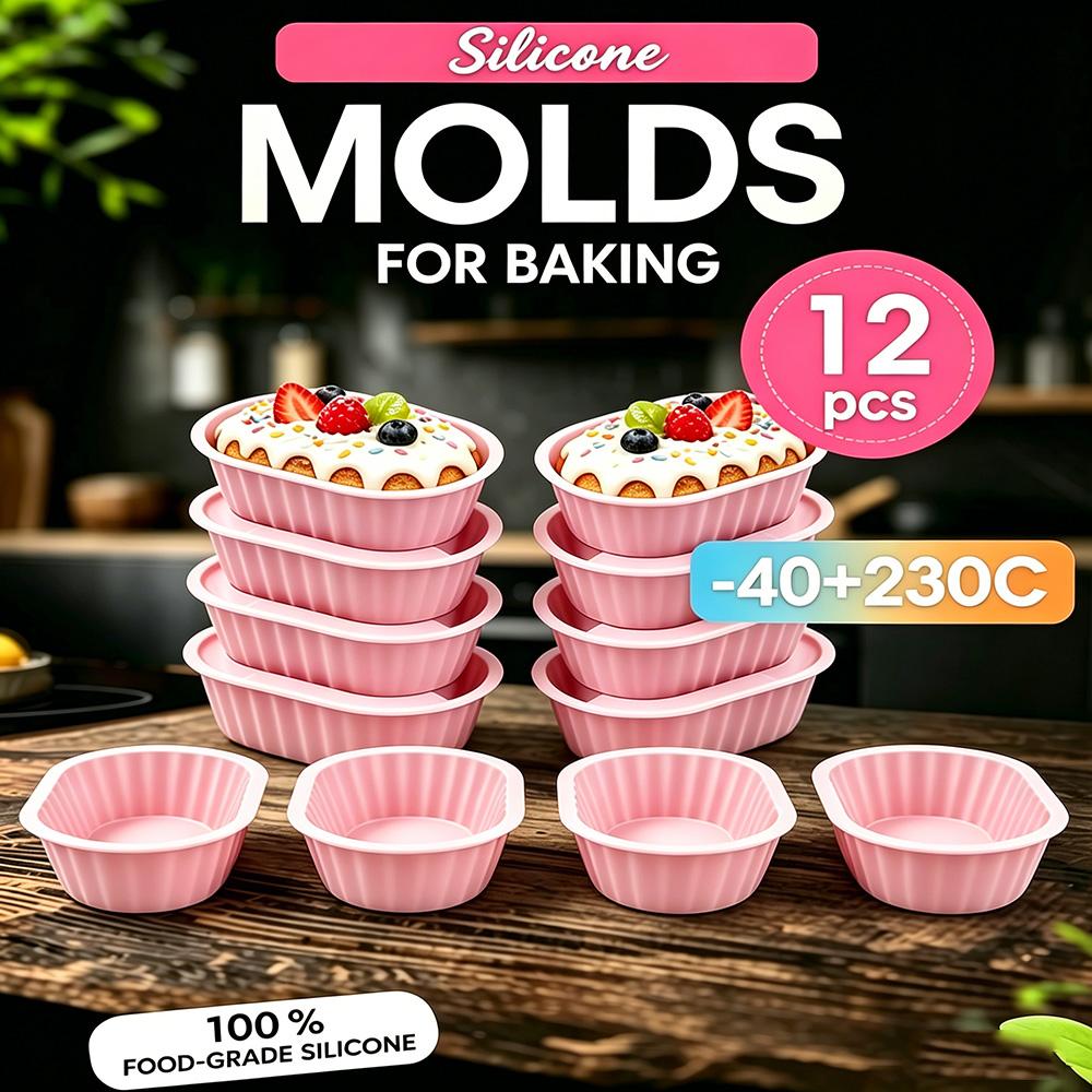 12 Piezas Herramienta de Silicona para Cupcakes Molde para Hornear Cupcake y Muffin para Hacer Pasteles Cocina DIY