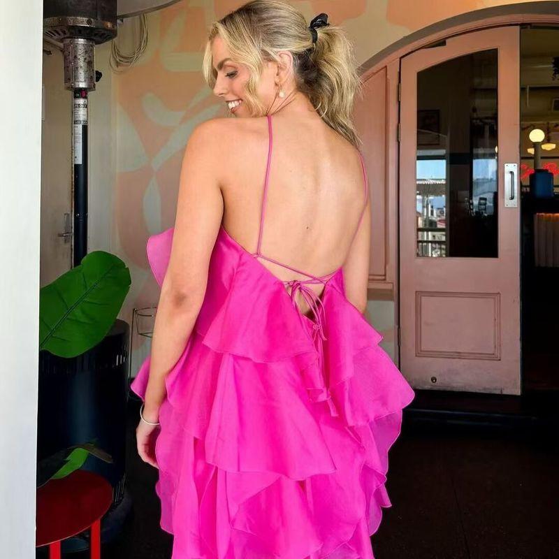 Za Spring New Women's Clothing Zr European and American Style Three-Color Three-Dimensional Flower Layered Decoration Ruffle Strap Dress