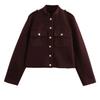 Women'S Fashion Stand-Up Collar Retro Casual Double-Breasted Short Jacket