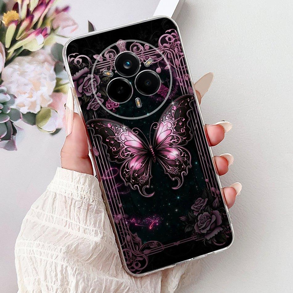 For Realme 14 Pro 14Pro+ Elegant Floral Cat Printed Phone Case For Realme 14 Pro Plus 14Pro 5G Soft Silicone TPU Cases