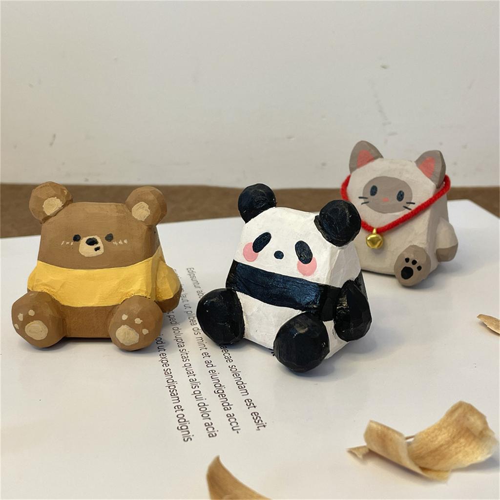 Animal Shape Wood Carving Decorative Miniature Desktop Ornament With Practical Pen Rest Feature