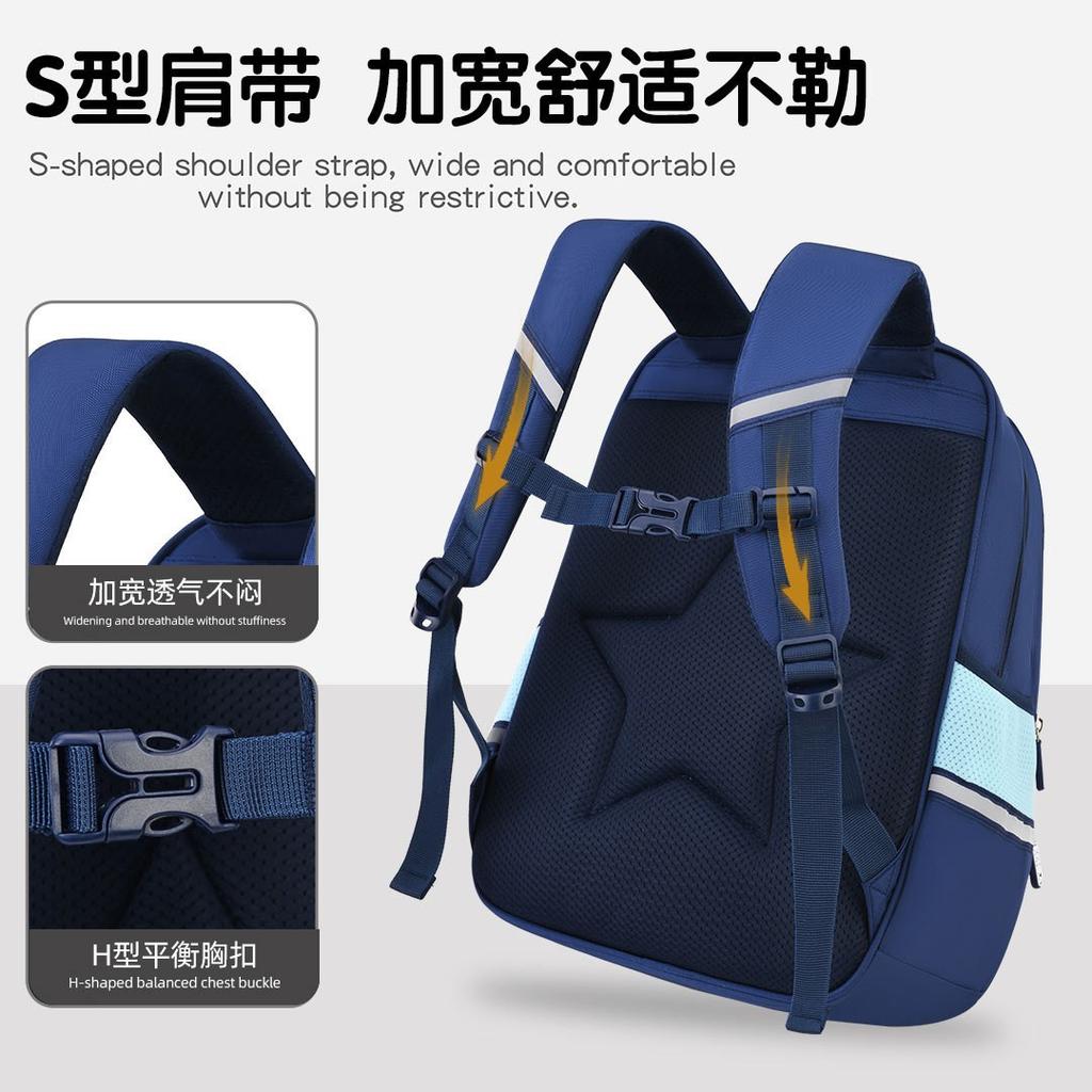 Elementary School Bag Three-Piece Burden Reduction Backpack Children'S Cartoon Dinosaur Backpack Pencil Bag Meal Bag Dragon