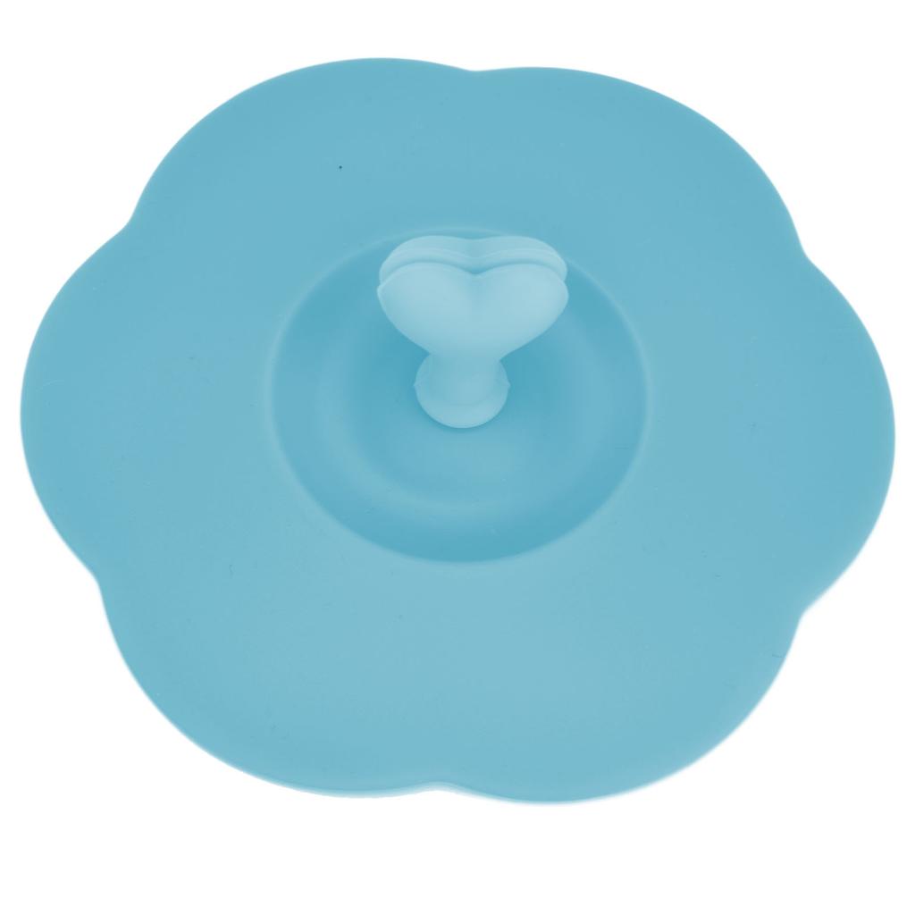 Silicone Lid Dustproof Heat Resistant Hot and Cold Beverage Cup Lid for Kitchen HomeBlue